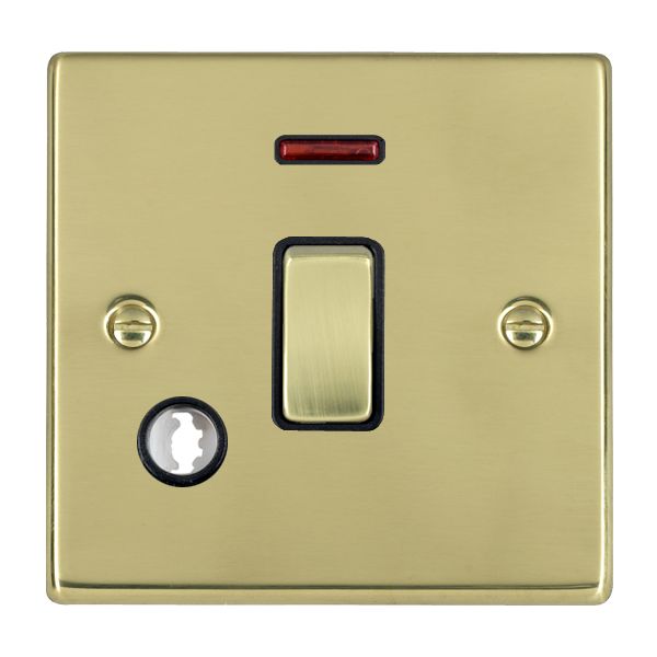 Hartland Polished Brass 1 gang 20AX Double Pole Rocker and Neon and Cable Outlet Polished Brass/Black