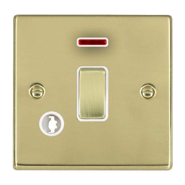 Hartland Polished Brass 1 gang 20AX Double Pole Rocker and Neon and Cable Outlet Polished Brass/White