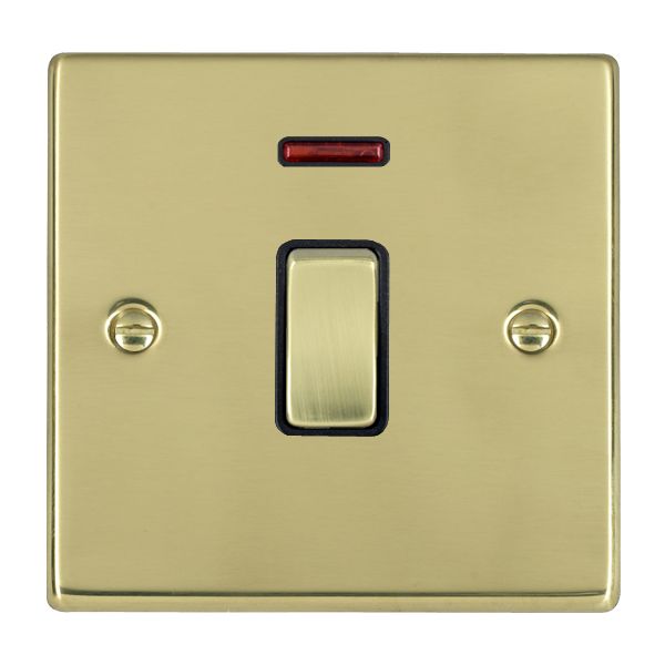 Hartland Polished Brass 1 gang 20AX Double Pole Rocker and Neon Polished Brass/Black