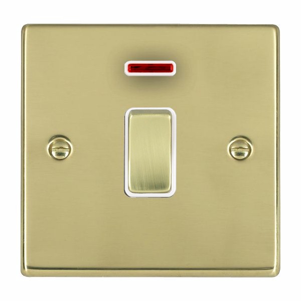 Hartland Polished Brass 1 gang 20AX Double Pole Rocker and Neon Polished Brass/White