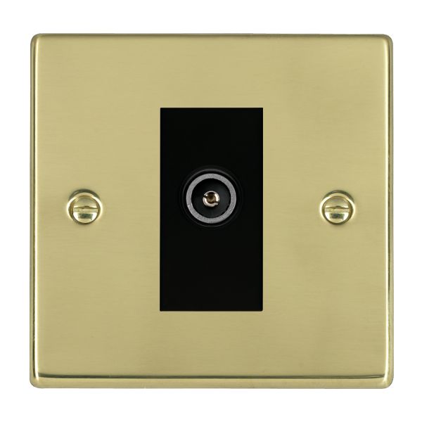 Hartland Polished Brass 1 gang Non-Isolated TV (Female) (DAB Compatible) Black