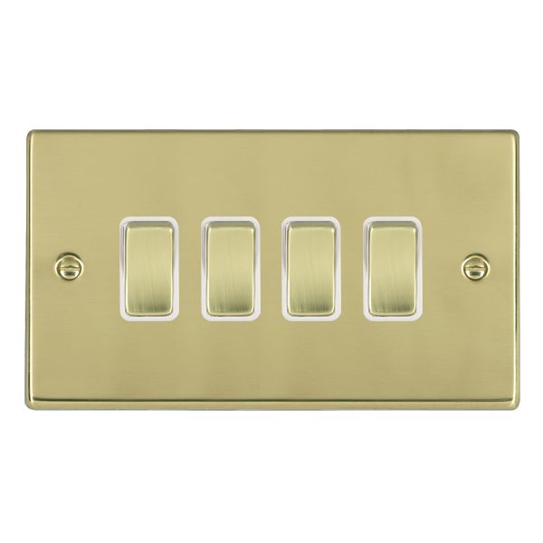Hartland Polished Brass 4 gang 10AX 2 Way Rocker Polished Brass/White