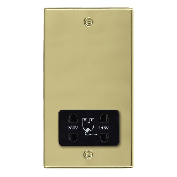 Hartland Polished Brass Shaver Dual Voltage Unswitched Socket (Vertically Mounted) Black