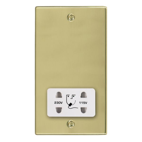 Hartland Polished Brass Shaver Dual Voltage Unswitched Socket (Vertically Mounted) White