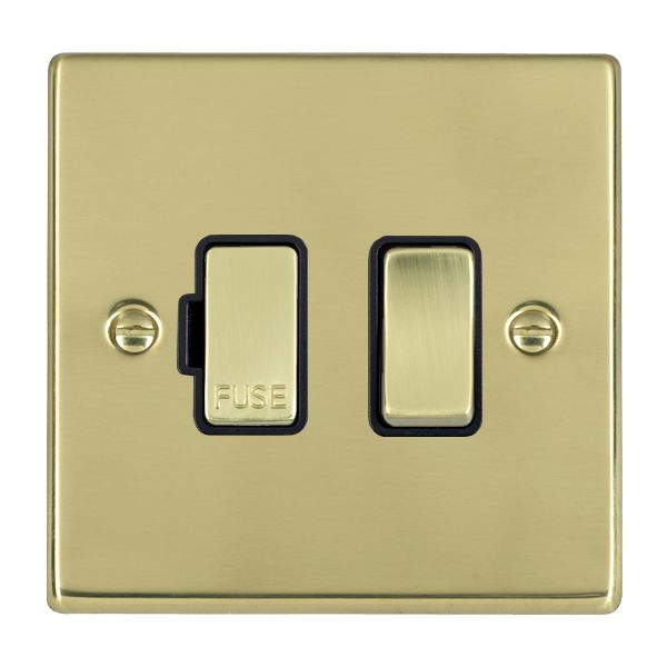 Hartland Polished Brass 1 gang 13A Double Pole Fused Spur Polished Brass/Black