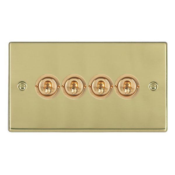 Hartland Polished Brass 4 gang 20AX 2 Way Toggle Polished Brass