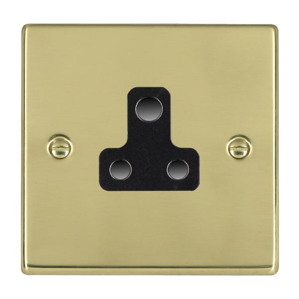 Hartland Polished Brass 1 gang 5A Unswitched Socket Black