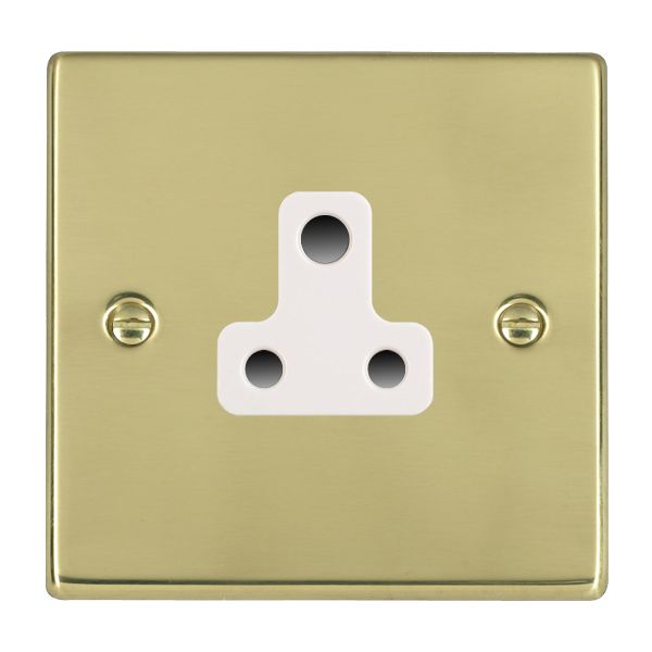 Hartland Polished Brass 1 gang 5A Unswitched Socket White