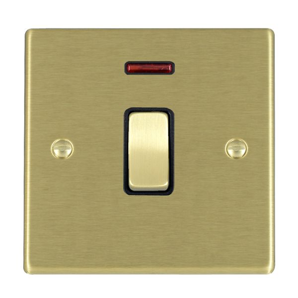 Hartland Satin Brass 1 gang 20AX Double Pole Rocker and Neon Satin Brass/Black