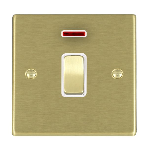 Hartland Satin Brass 1 gang 20AX Double Pole Rocker and Neon Satin Brass/White
