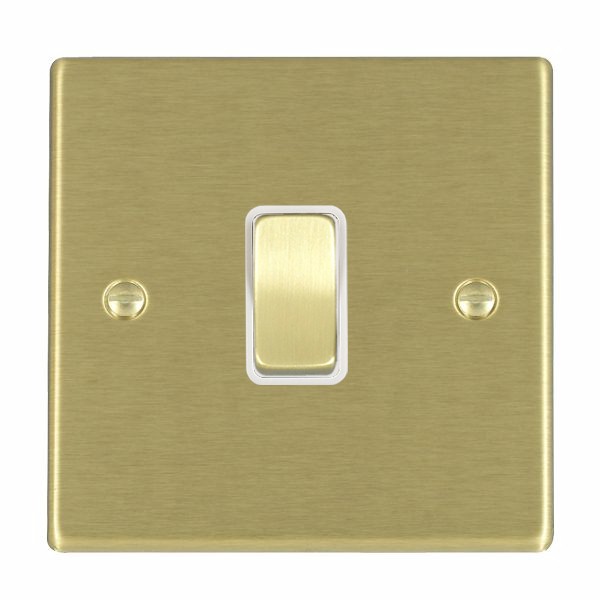 Hartland Satin Brass 1 gang 10AX Push To Make Retractive Rocker Satin Brass/White