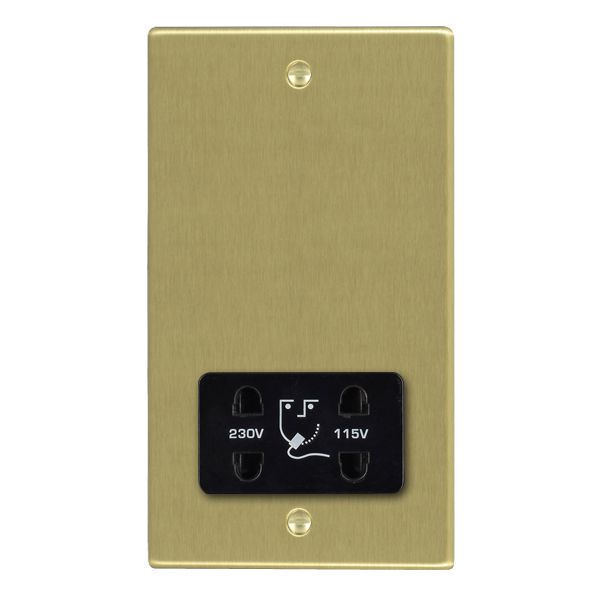 Hartland Satin Brass Shaver Dual Voltage Unswitched Socket (Vertically Mounted) Black