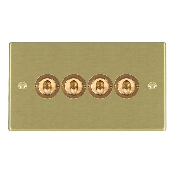 Hartland Satin Brass 4 gang 20AX 2 Way Toggle Satin Brass