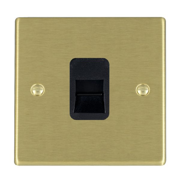 Hartland Satin Brass 1 gang Telephone Master Black