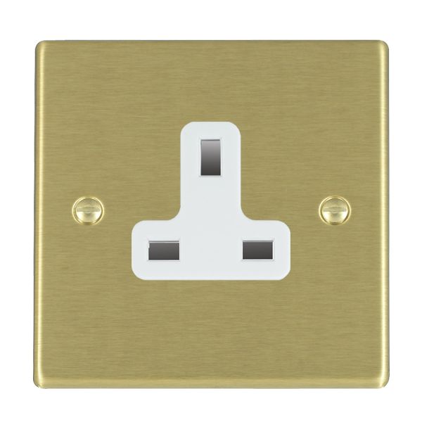 Hartland Satin Brass 1 gang 13A Unswitched Socket White