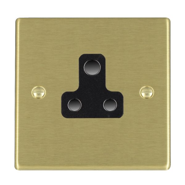 Hartland Satin Brass 1 gang 5A Unswitched Socket Black