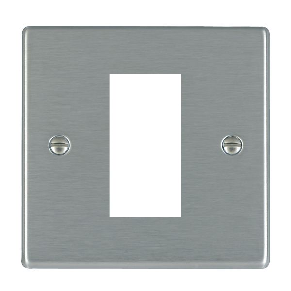 Hartland EuroFix Satin Steel Single Plate complete with 1 EuroFix Aperture 25x50mm and Grid