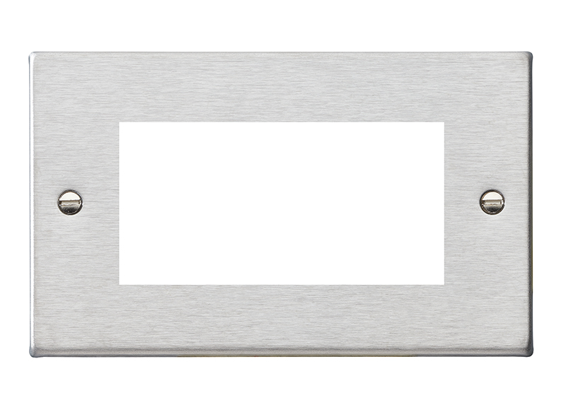 Hartland EuroFix Satin Steel Double Plate complete with 4 EuroFix Apertures 100x50mm and Grid