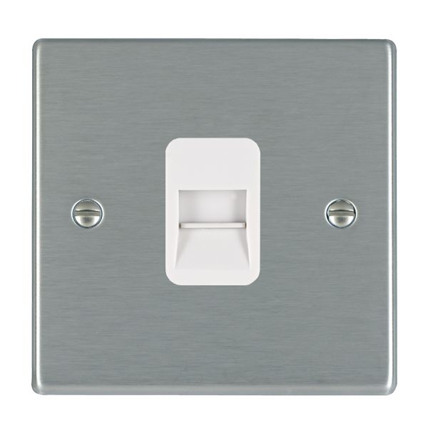 Hartland Satin Steel 1 gang Telephone Master White