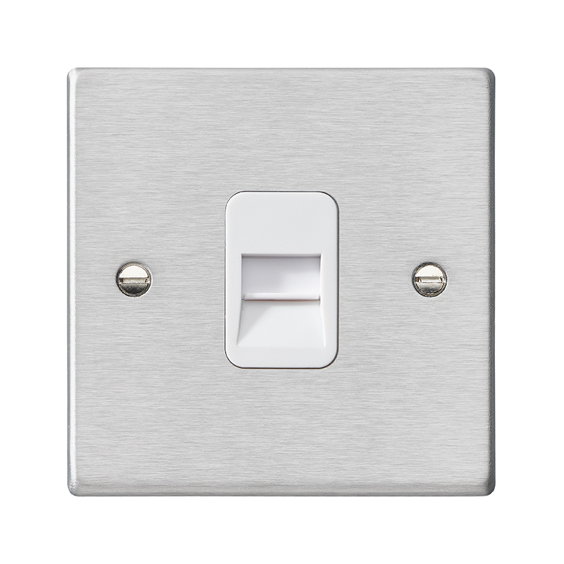 Hartland Satin Steel 1 gang Telephone Slave White
