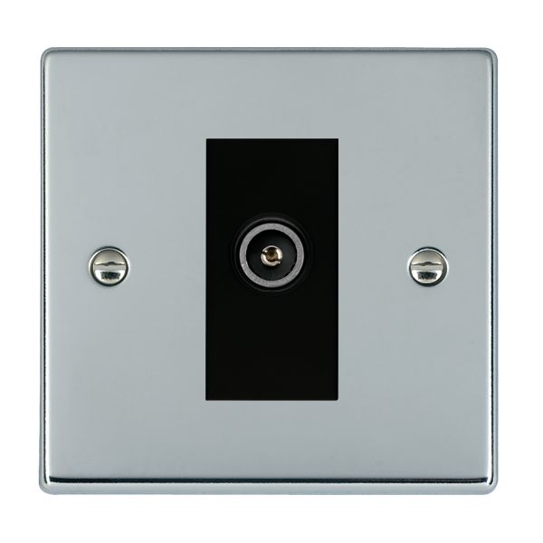 Hartland Bright Chrome 1 gang Non-Isolated TV (Female) (DAB Compatible) Black
