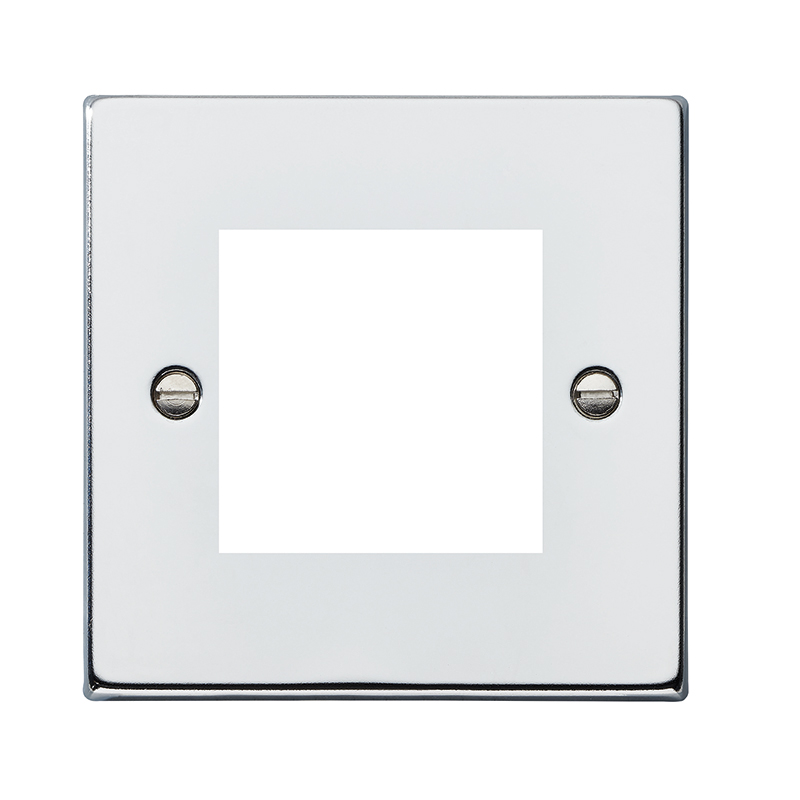 Hartland EuroFix Bright Chrome Single Plate complete with 2 EuroFix Apertures 50x50mm and Grid