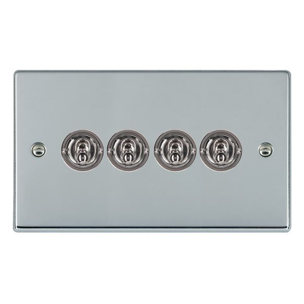 Hartland Bright Chrome 4 gang 20AX 2 Way Toggle Bright Chrome