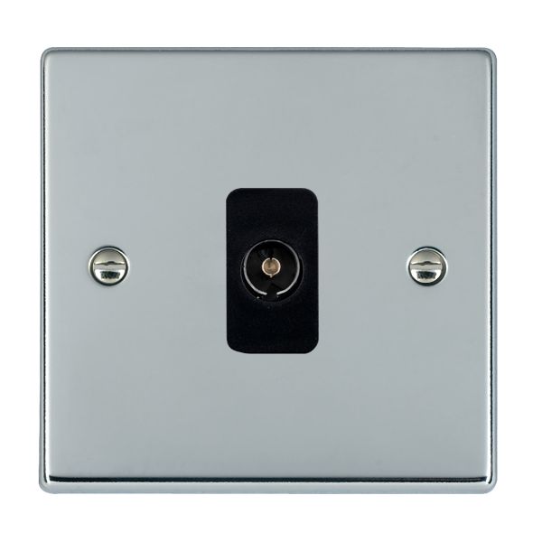 Hartland Bright Chrome 1 gang Non-Isolated Television 1in/1out Black