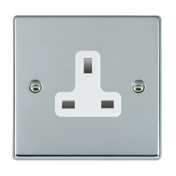 Hartland Bright Chrome 1 gang 13A Unswitched Socket White