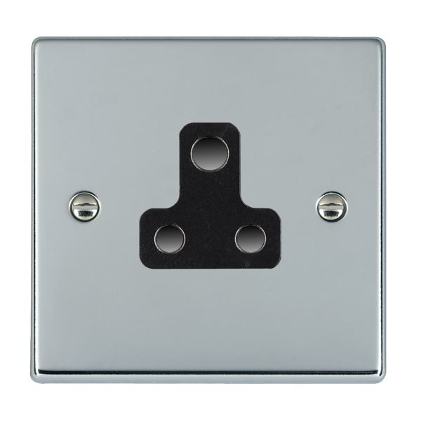 Hartland Bright Chrome 1 gang 5A Unswitched Socket Black