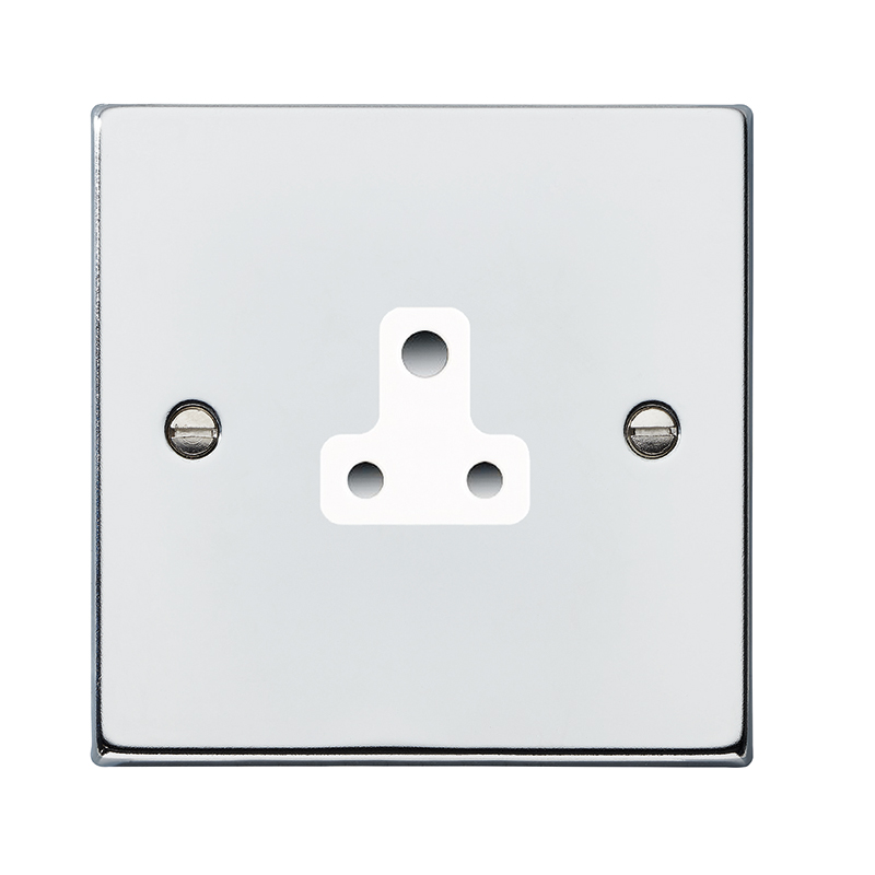 Hartland Bright Chrome 1 gang 5A Unswitched Socket White