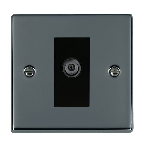 Hartland Black Nickel 1 gang Non-Isolated TV (Female) (DAB Compatible) Black