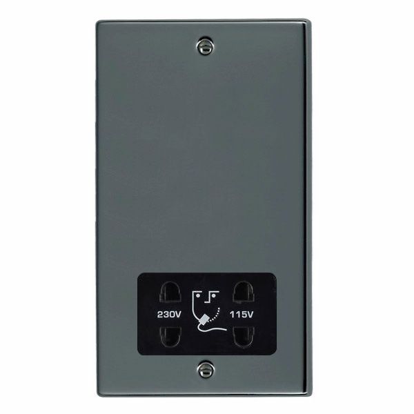 Hartland Black Nickel Shaver Dual Voltage Unswitched Socket (Vertically Mounted) Black