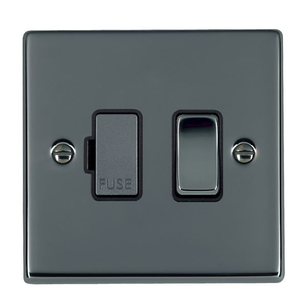 Hartland Black Nickel 1 gang 13A Double Pole Fused Spur Black Nickel/Black