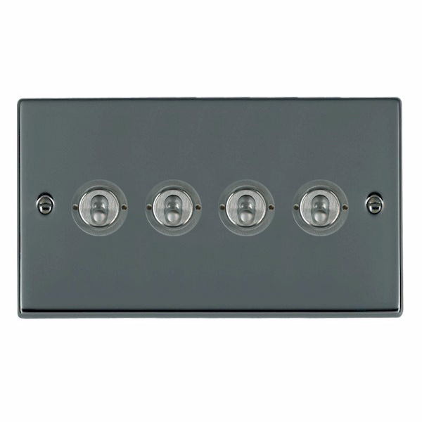 Hartland Black Nickel 4 gang 20AX 2 Way Toggle Black Nickel
