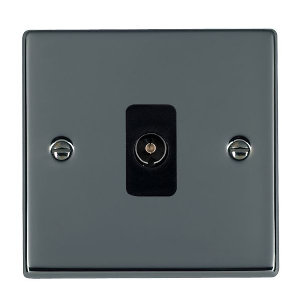 Hartland Black Nickel 1 gang Isolated TV 1in/1out Black