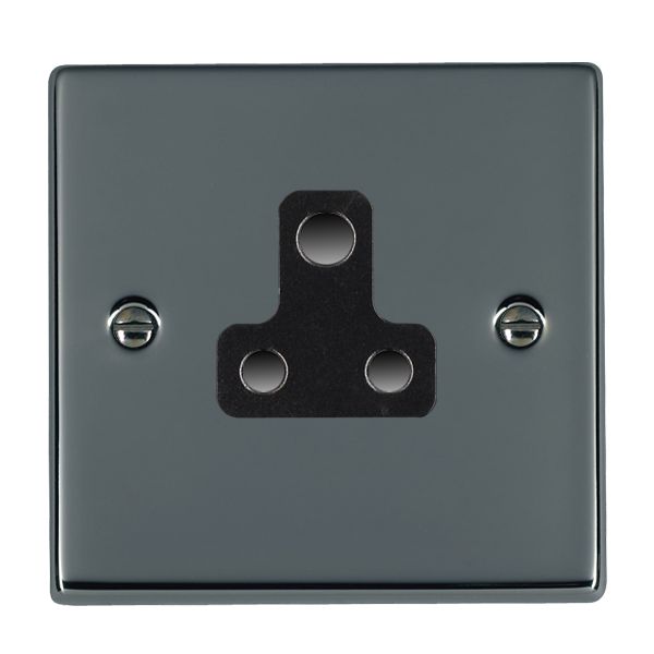 Hartland Black Nickel 1 gang 5A Unswitched Socket Black