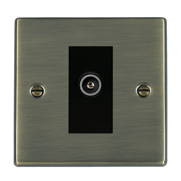 Hartland Antique Brass 1 gang Non-Isolated TV (Female) (DAB Compatible) Black