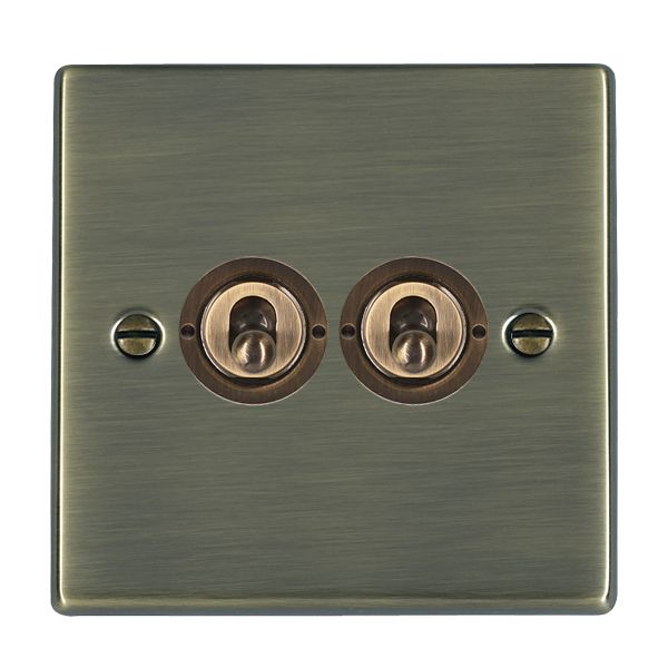 Hartland Antique Brass 2 gang 20AX 2 Way Toggle Antique Brass