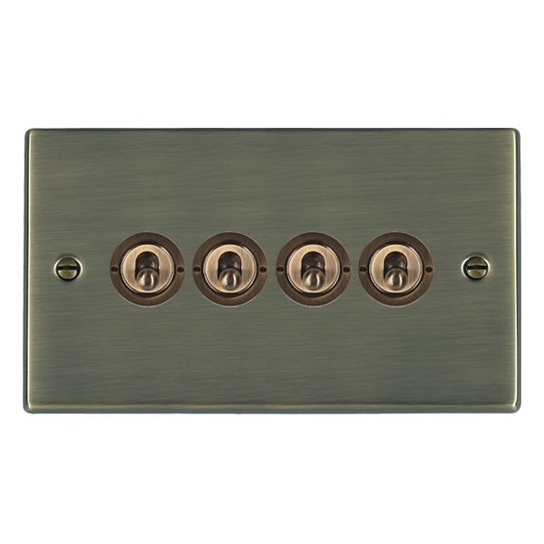 Hartland Antique Brass 4 gang 20AX 2 Way Toggle Antique Brass