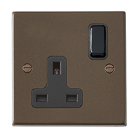 Hartland Richmond Bronze 1 gang 13A Double Pole Switched Socket Black/Black