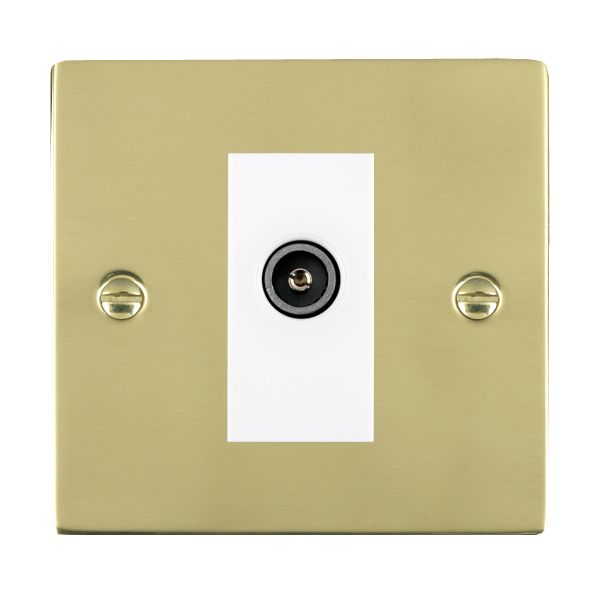 Sheer Polished Brass 1 gang Non-Isolated TV (Female) (DAB Compatible) White