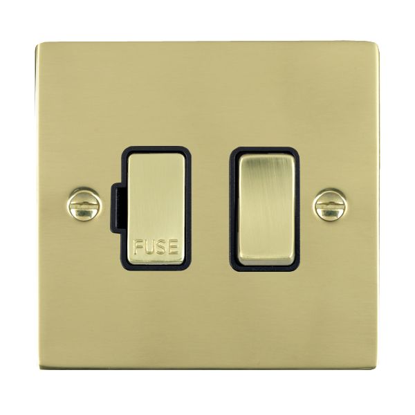 Sheer Polished Brass 1 gang 13A Double Pole Fused Spur Polished Brass/Black