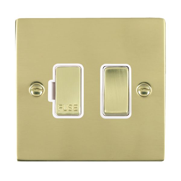 Sheer Polished Brass 1 gang 13A Double Pole Fused Spur Polished Brass/White