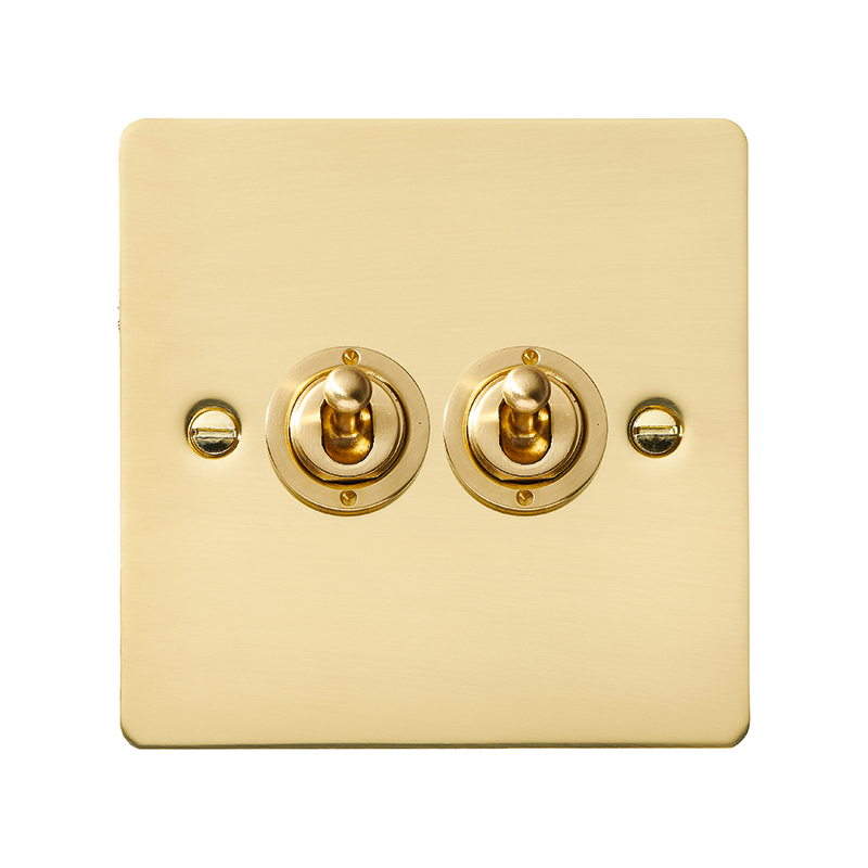 Sheer Polished Brass 2 gang 20AX 2 Way Toggle Polished Brass