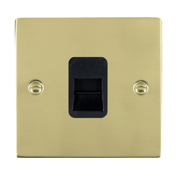Sheer Polished Brass 1 gang Telephone Slave Black
