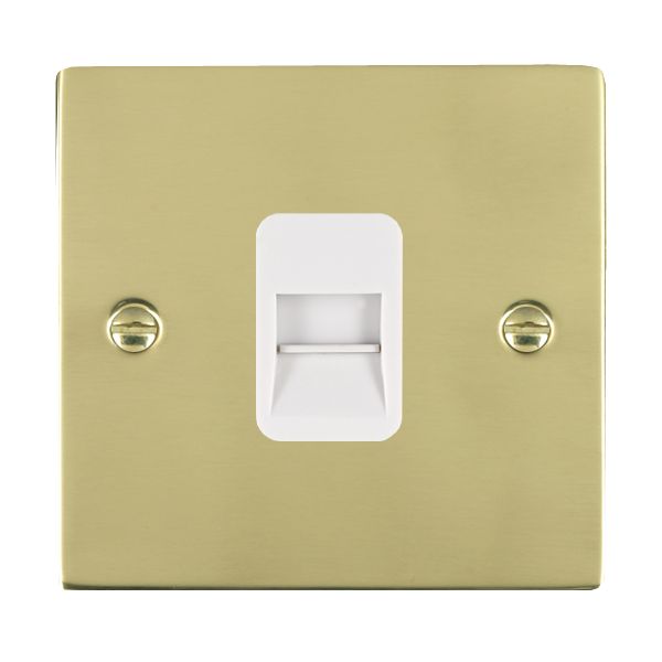 Sheer Polished Brass 1 gang Telephone Slave White