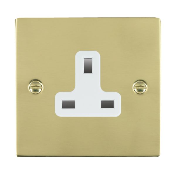 Sheer Polished Brass 1 gang 13A Unswitched Socket White