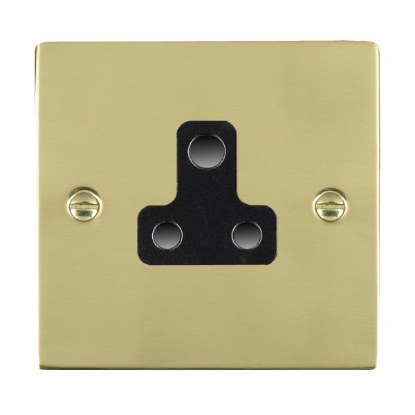 Sheer Polished Brass 1 gang 5A Unswitched Socket Black