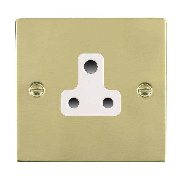 Sheer Polished Brass 1 gang 5A Unswitched Socket White